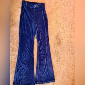 High waist blue velvet pants